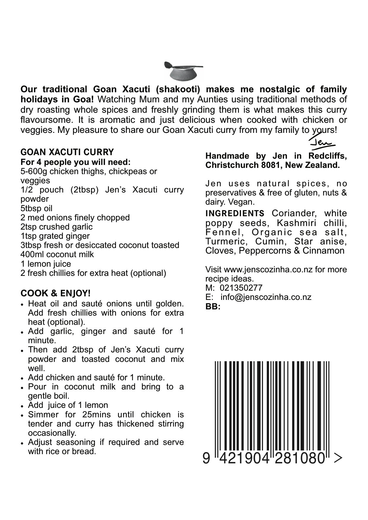 Goan Xacuti Curry Powder Jens Cozinha